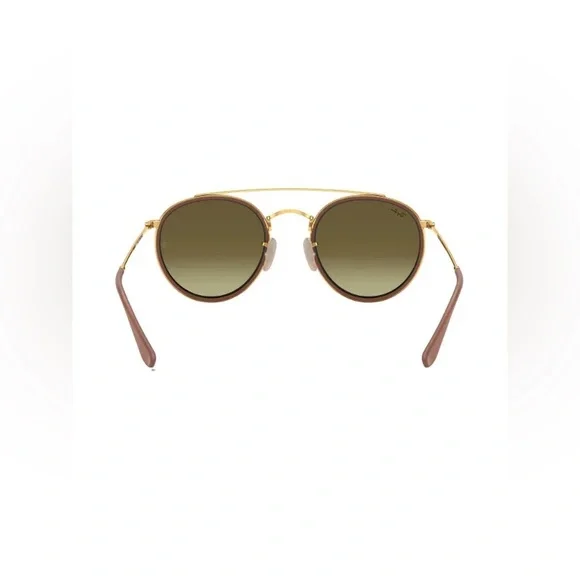 Round Double Bridge Gold & Brown sunglasses - Picture 4 of 8